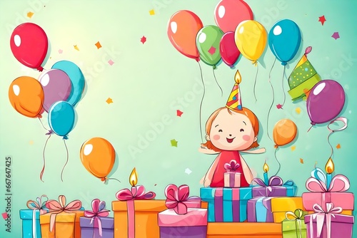 birthday card with boxes and balloons
