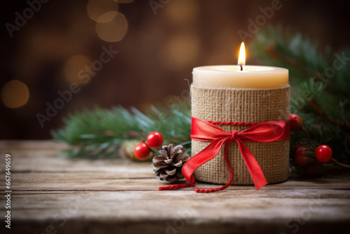 Christmas advent candle with decoration