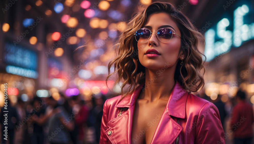 A beautiful businesswoman enjoys the nightlife A beautiful businesswoman enjoys the nightlife