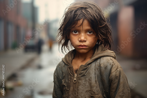 Portrait of a Latin American Child: The Face of Childhood Hardship photo