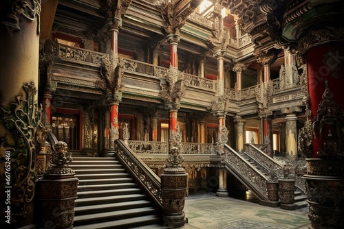 A stunning palace with intricate Chinese architecture and ornate designs. Generative AI