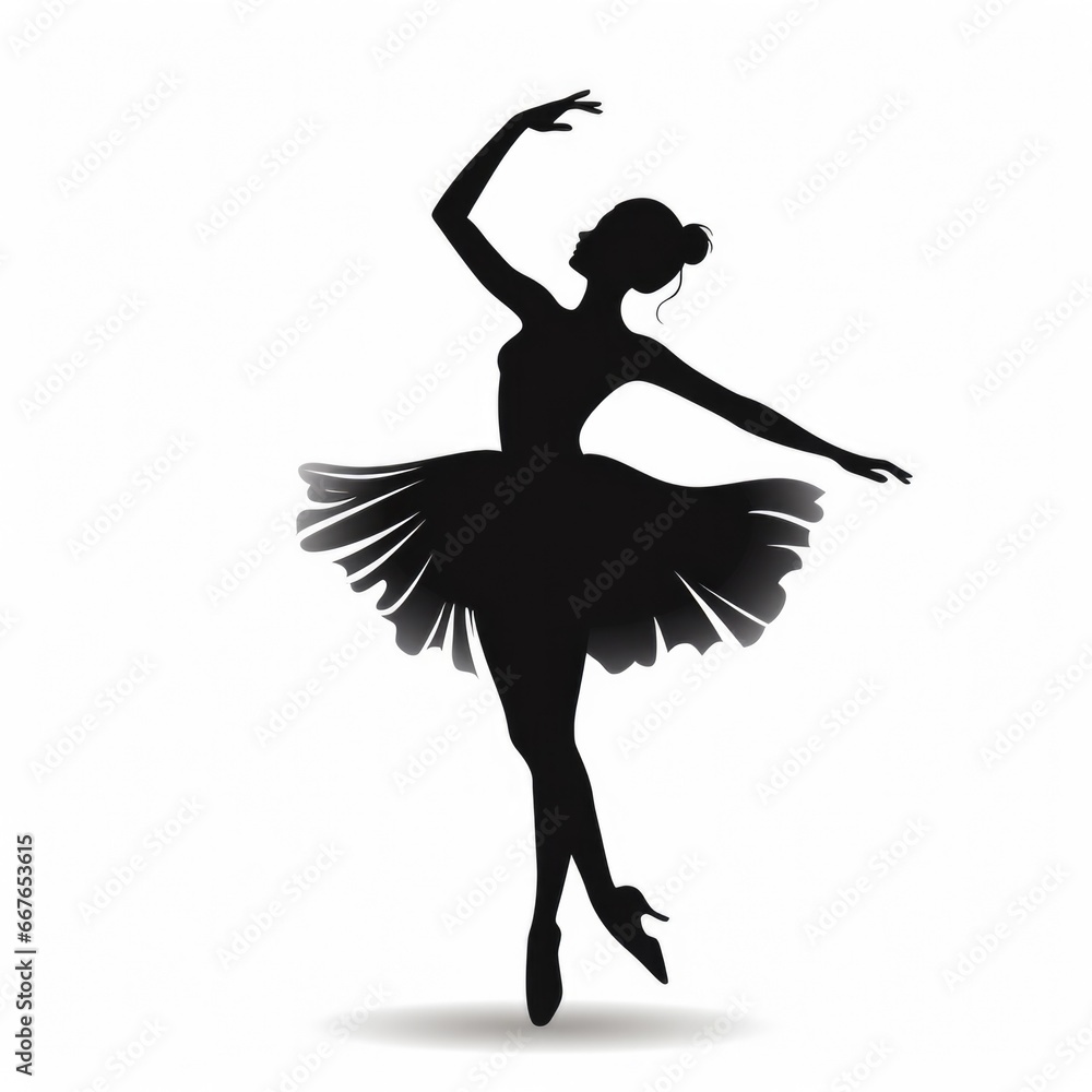 Obraz premium Black silhouette of a girl dancer on a white background