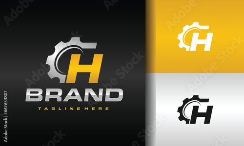 letter H gear logo