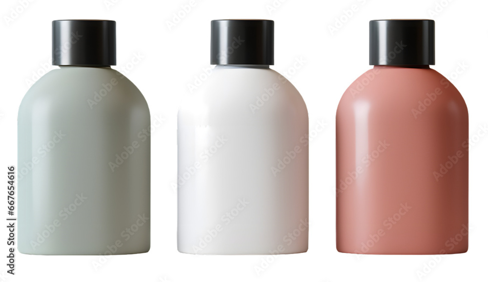 Empty cosmetic bottles mock up isolated on transparent background Empty cosmetic bottles mock up isolated on transparent background
