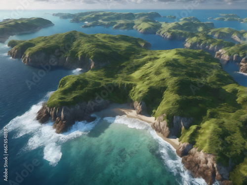 Serene Aerial Sea Landscape: Vast Ocean Views from Above. generative ai