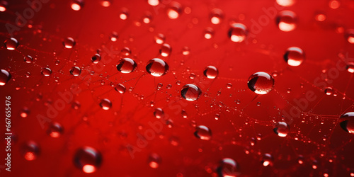 Glistening Raindrops Water Drops on Red  Gradient Background generative ai 