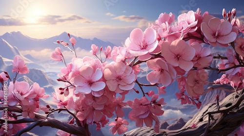 A Beautiful Pink Orchid Flowers and Blue Sky Bokeh Background