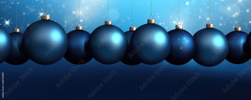 Beautiful decoration christmas balls in magic style, panorama banner. Generative Ai Beautiful decoration christmas balls in magic style, panorama banner. Generative Ai