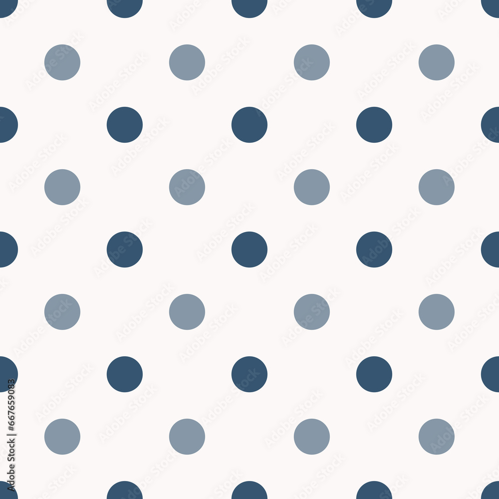 blue Polka Dots Pattern Repeat on white Background