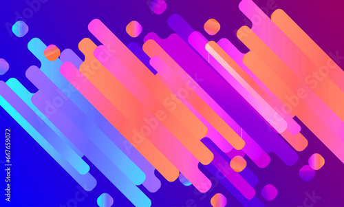Abstract colorful gradient stripe and round square shape on gradient purple and blue background. Vector Ilustration. Use for background, wallpaper, presentation, web page.