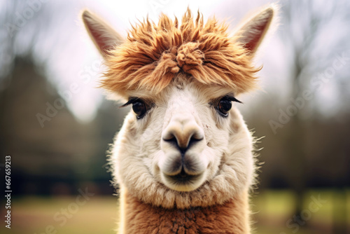 Close up portrait of an alpaca