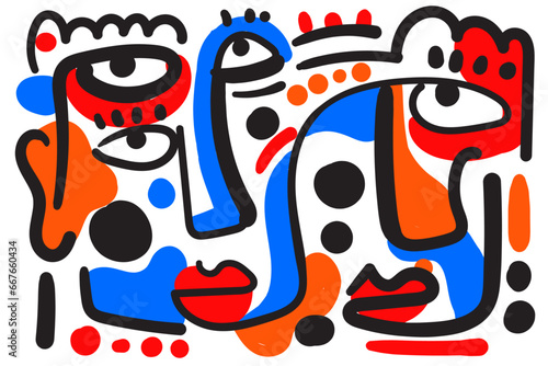 abstract face that combines geometric and organic elements.