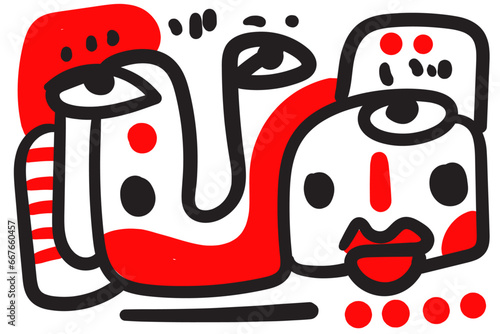 abstract face that combines geometric and organic elements.