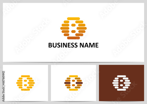 Honey Bee Hive Letter Alphabet Logo Design B