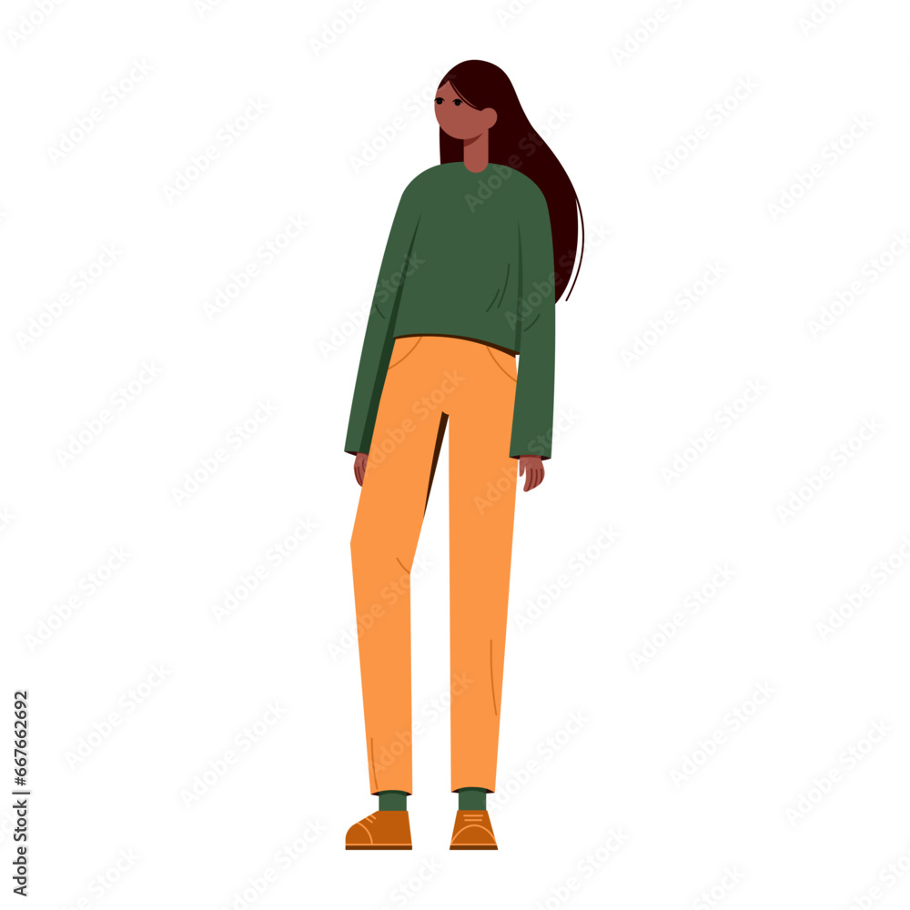 Cartoon girl, woman. Flat vector illustration isolated on white background Cartoon girl, woman. Flat vector illustration isolated on white background