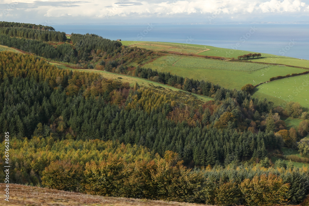 Exmoor National Park colored in the colors of autumn