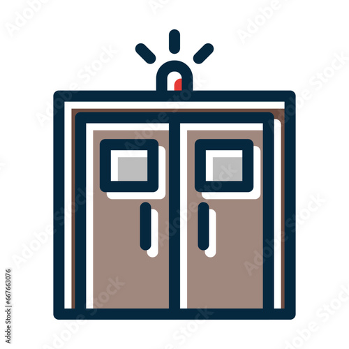 ICU Room Vector Thick Line Filled Dark Colors