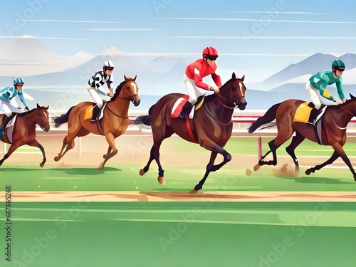 illustration of horse racing on a race track