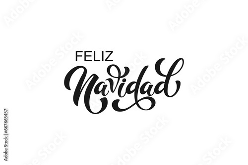 Feliz Navidad spanish Merry Christmas Modern calligraphy lettering on sticker for season greetings