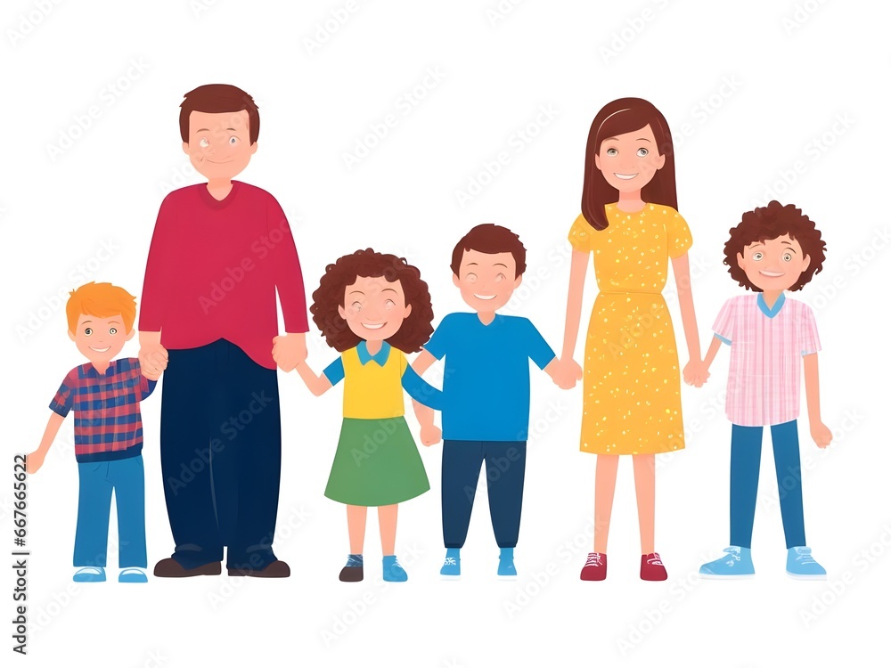 illustration of family with children