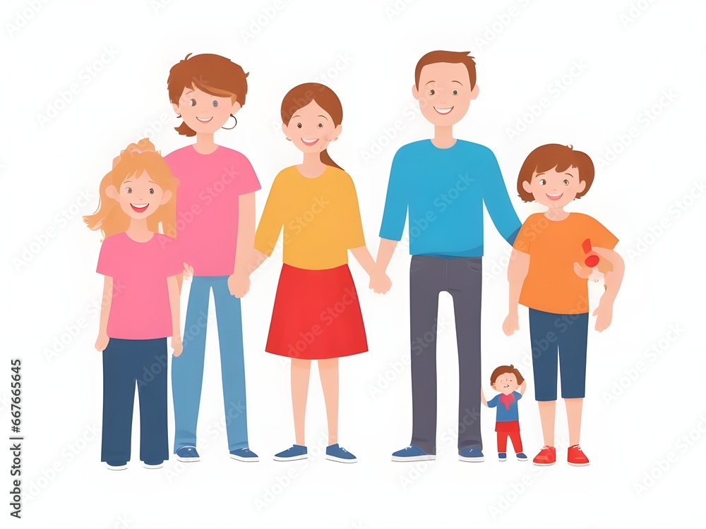 illustration of family with children