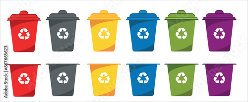 Recycle bin vector illustration. Colorful recycle bin