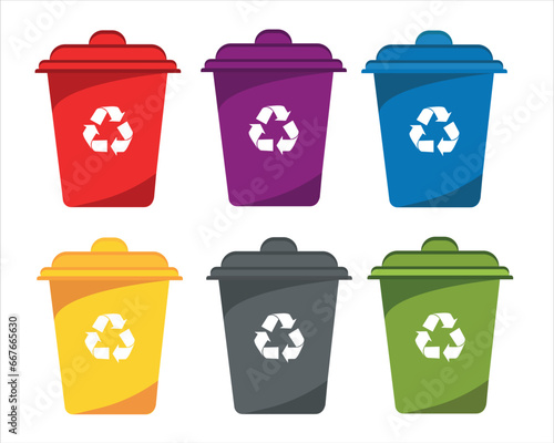 Recycle bin vector illustration. Colorful recycle bin