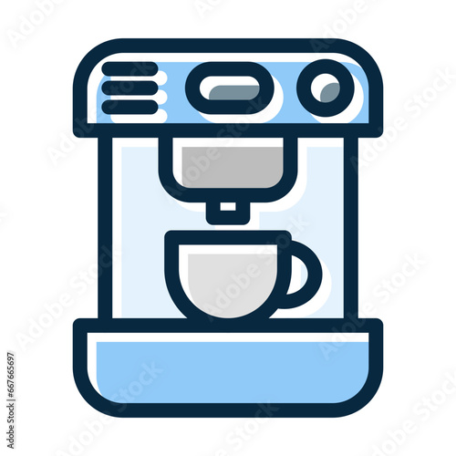 Coffee Machine Vector Thick Line Filled Dark Colors
