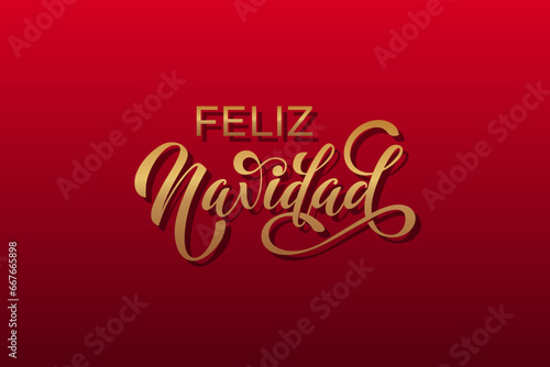 Feliz Navidad spanish Merry Christmas Modern calligraphy lettering on sticker for season greetings