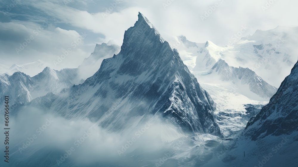 A Detailed View of Natural Landscapes, Capturing the Grandeur of Majestic Mountains

