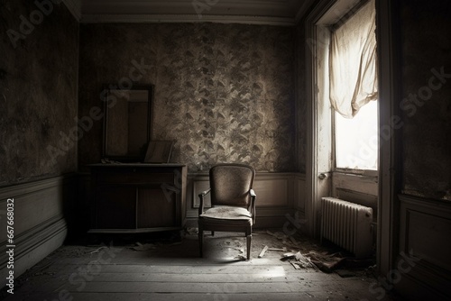 A forlorn room evoking feelings of depression. Generative AI photo