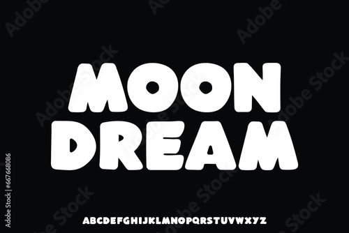 Cute and chubby alphabet display font vector. Bold playful typography style illustration