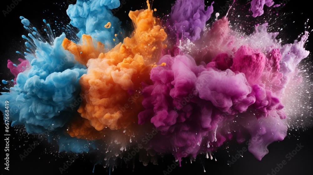 Explosive Dance of Vibrant Colors Mingle, Merge, and Burst in a Cosmic Display of Artistry