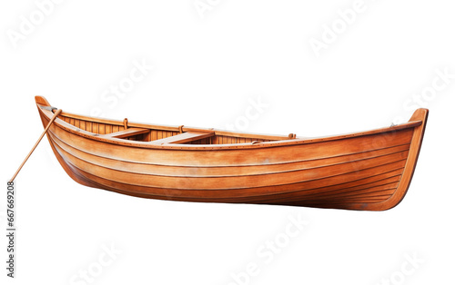 Classic Wooden Rowboat on Transparent Background
