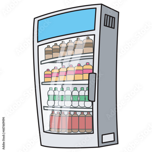 vector of beverage refrigerator in minimarket