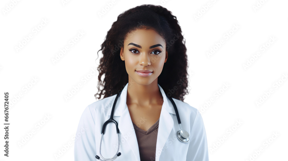Portrait of a young African American female doctor Portrait of a young African American female doctor