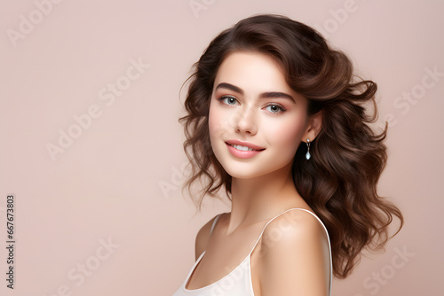 Beautiful young woman with clean fresh skin.