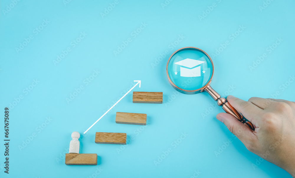 E-learning online, online graduate formula, stairs to success, internet graduation cap icon for knowledge concept, start with global creative experience E-learning online, online graduate formula, stairs to success, internet graduation cap icon for knowledge concept, start with global creative experience