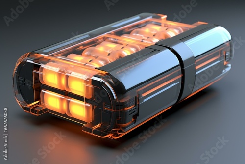 3D rendering of advanced blade-shaped battery cells for electric vehicle energy storage technology. Generative AI