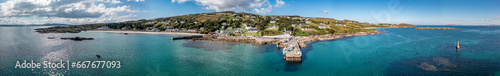 Aerial view of the pier at Leabgarrow on Arranmore Island in County Donegal, Republic of Ireland © Lukassek