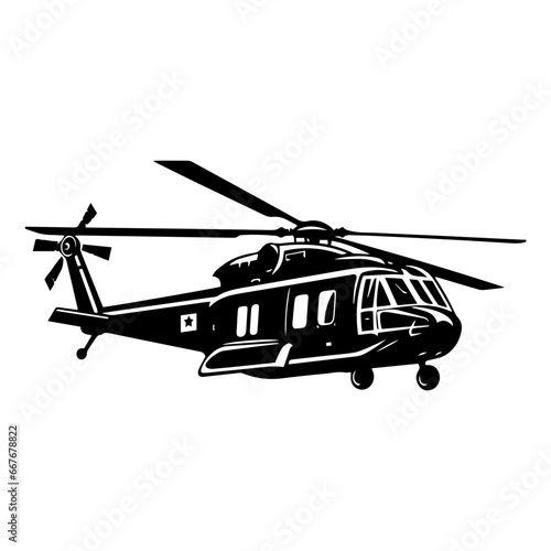 black hawk helicopter icon vector illustration.