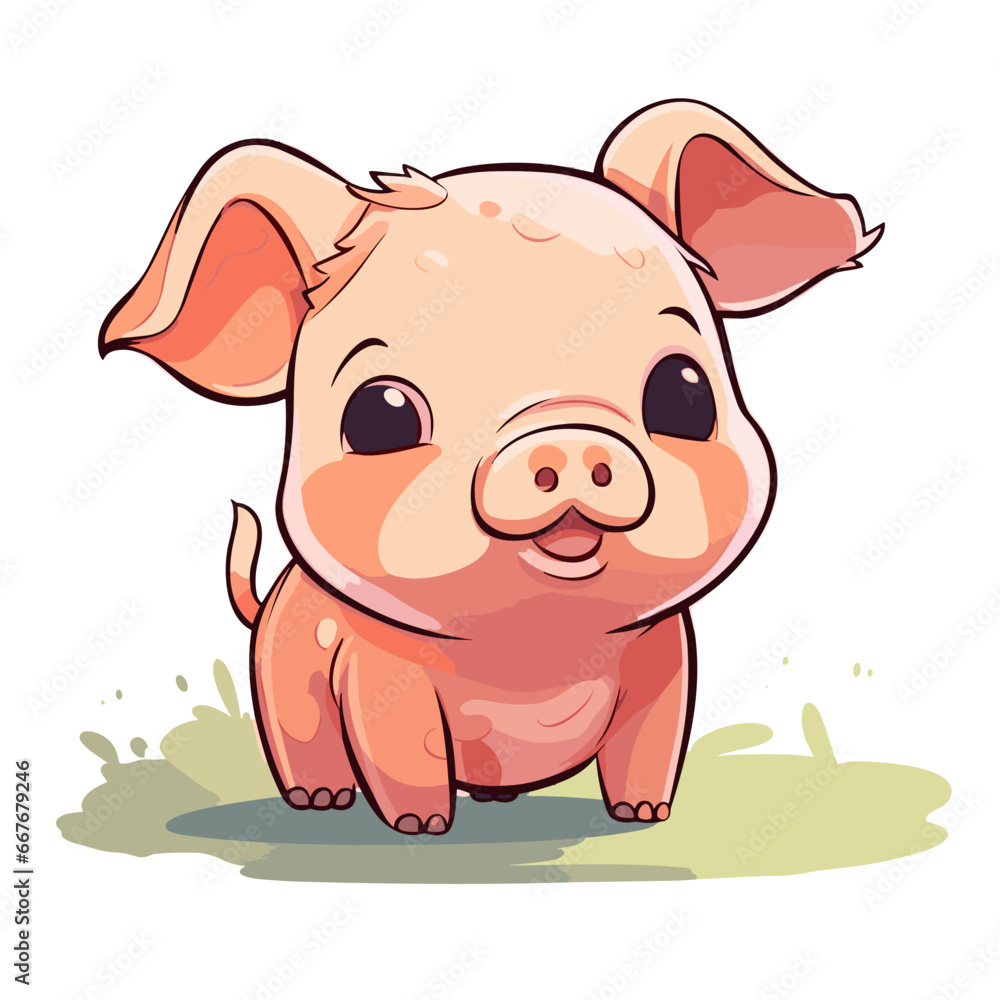 Pig hand-drawn illustration. Pig. Vector doodle style cartoon illustration. generative ai Pig hand-drawn illustration. Pig. Vector doodle style cartoon illustration. generative ai