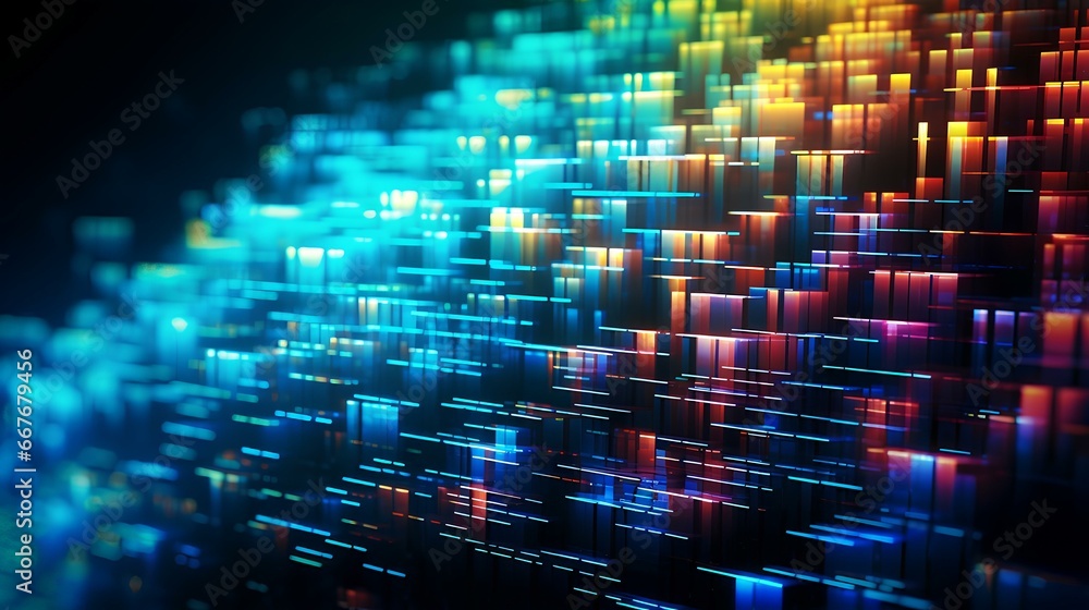 thousands of pixels coming together to create a beautiful digital neon style abstract art wallpaper, background. generative AI thousands of pixels coming together to create a beautiful digital neon style abstract art wallpaper, background. generative AI