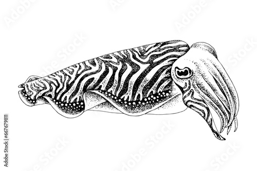 Foto Cuttlefish hand drawn vector illustration
