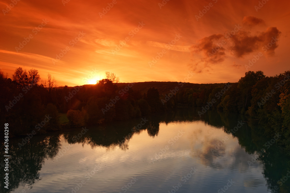 Marne river in Haut-de-France region