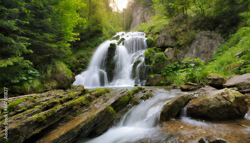 waterfall in the forest generative ai