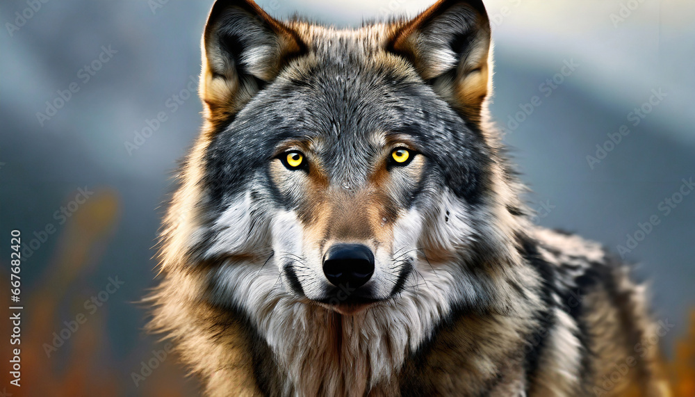 Fototapeta premium gray wolf portrait hd 8k wallpaper stock photographic image