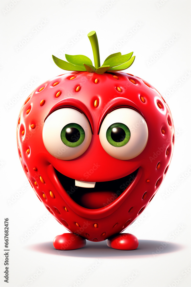 Fototapeta premium 3D isolate on a white background strawberry. Generative AI,