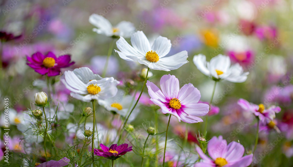 beautiful field of cosmos flower in a meadow in nature in the rays of sunlight in summer in the spring close up of a macro a picturesque colorful artistic image with a soft focus beautiful field of cosmos flower in a meadow in nature in the rays of sunlight in summer in the spring close up of a macro a picturesque colorful artistic image with a soft focus