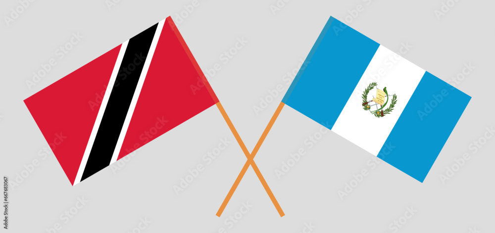 Crossed flags of Trinidad and Tobago and Guatemala. Official colors. Correct proportion Crossed flags of Trinidad and Tobago and Guatemala. Official colors. Correct proportion
